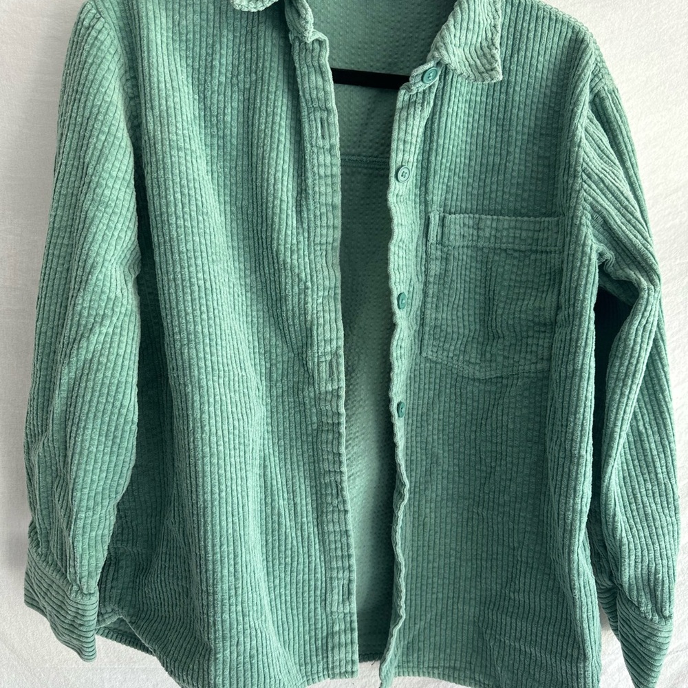 Green Corduroy Shirt SZ SM Oversized